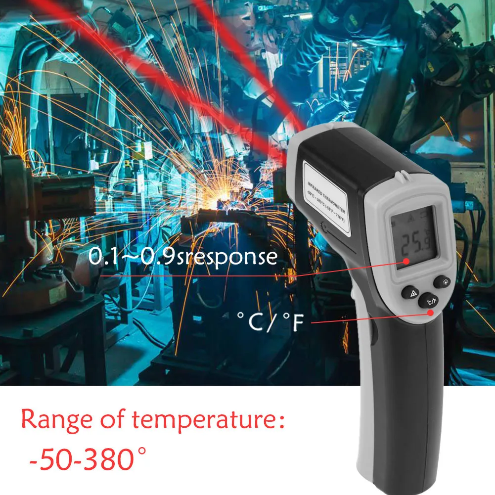 

IR Laser Temp -50~380°C Non Contact GM320 C/F Infrared Thermometer Industrial Infrared Pyrometer Laser Temperature Meter Gun