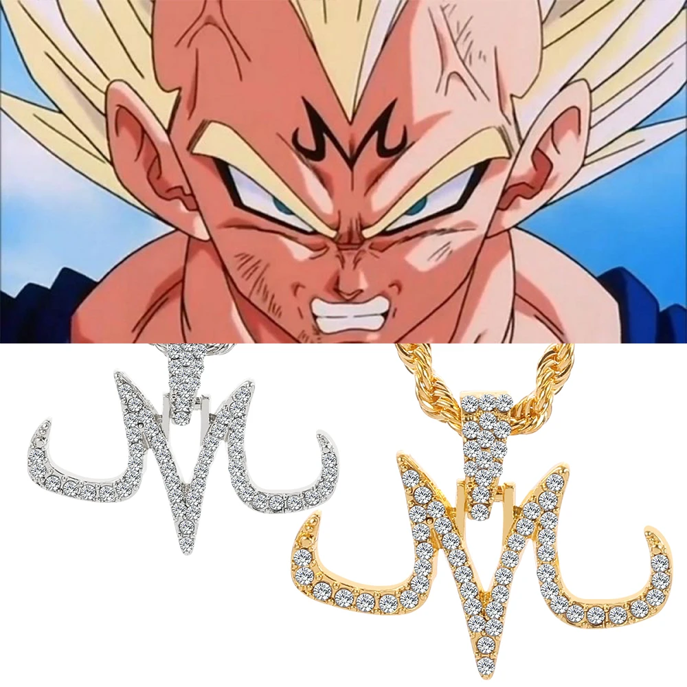 Hip-hop Style M Letter Pendant Necklace Anime Dragon Ball Z Magic Logo Majin Buu Tattoos Marks M Neck Chain Jewelry Gift