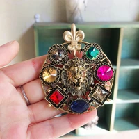 2022 new exaggerated rhinestone lion head domineering brooch dress coat corsage accessories enamel pin brooches for women