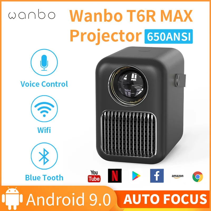 Проектор Wanbo T6R MAX с автофокусом Full HD 4K 1920*1080P светодиодный портативный проектор Wi-Fi