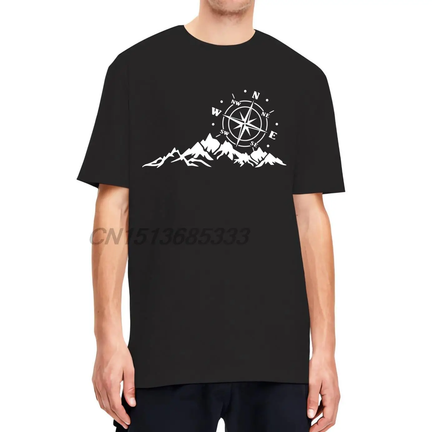 

Compass Mountain Novelty Men Printed T-shirts Unisex Classic Cotton Retro Tee Tops Plus Size Man T Shirts Hot Sale Vintage