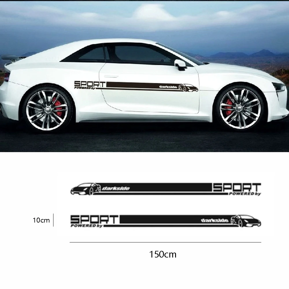 

2pcs/lot Car Side Skirt Stickers Sport Racing Auto Graphics Long Stripe Sport Racing Auto Graphics Shelter Scratches