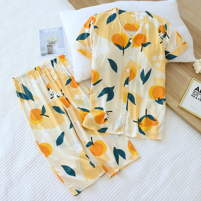 Pajamas Women's Suit Bra-free Thin Section with Chest Pad Cool Cotton Home Service Living Wear Breathable and Leisure Nightwear