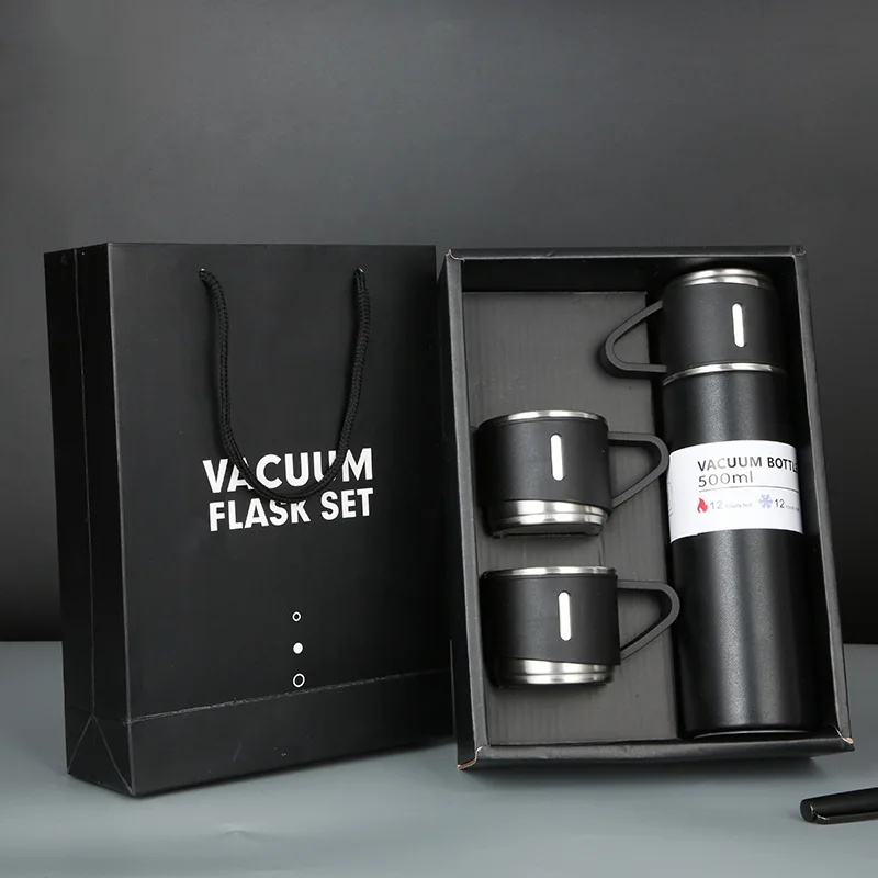 

500ML Thermos Double-Layer Stainless Steel Vacuum Flasks Set Leak-proof Travel Mug Business Gift Water Bottle Tea Cup Drinkware