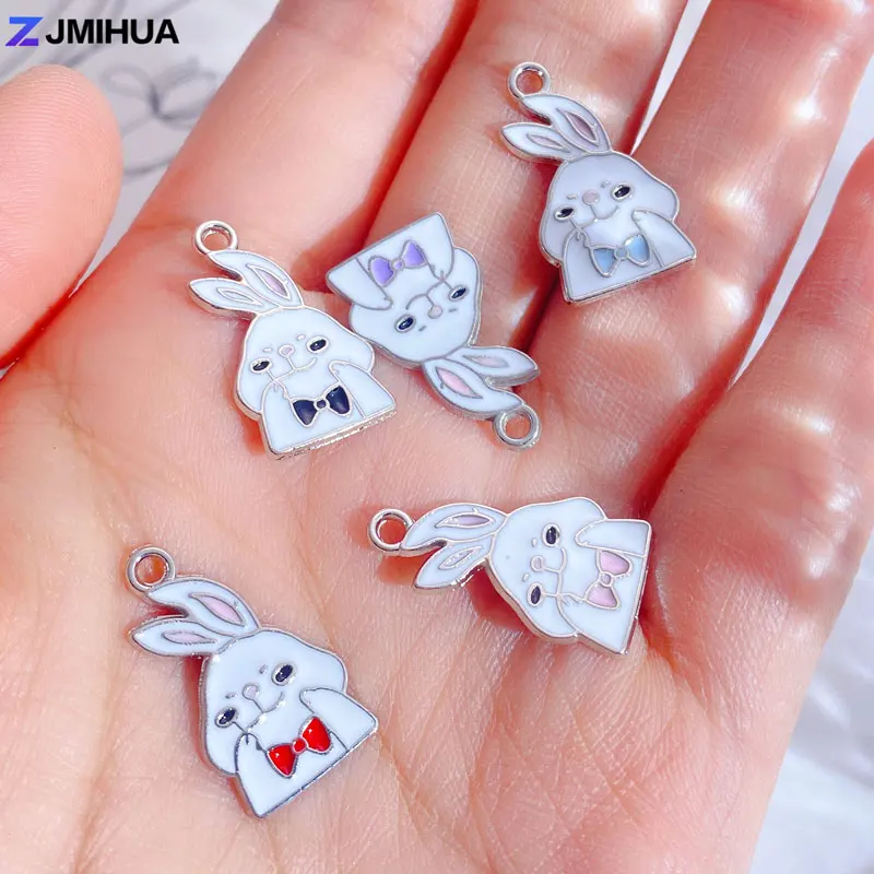 

15pcs Enamel Charms Cute Animal Rabbit Pendants For DIY Jewelry Making Findings Handmade Earring Bracelet Supplies Accessories