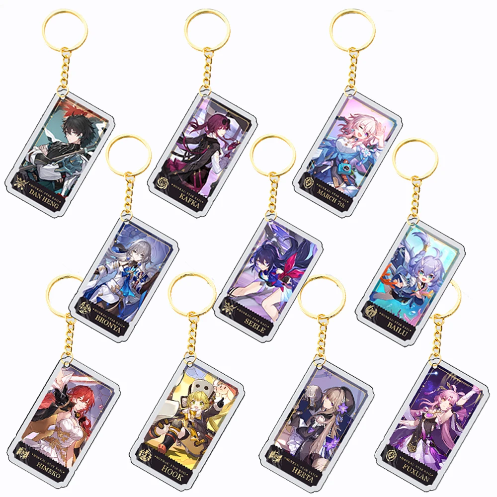 

Game Honkai Star Rail Keychain Cosplay Figure Bailu Jing Yuan Herta March 7th Cartoon Keyring Pendant Accessories Cute Gifts