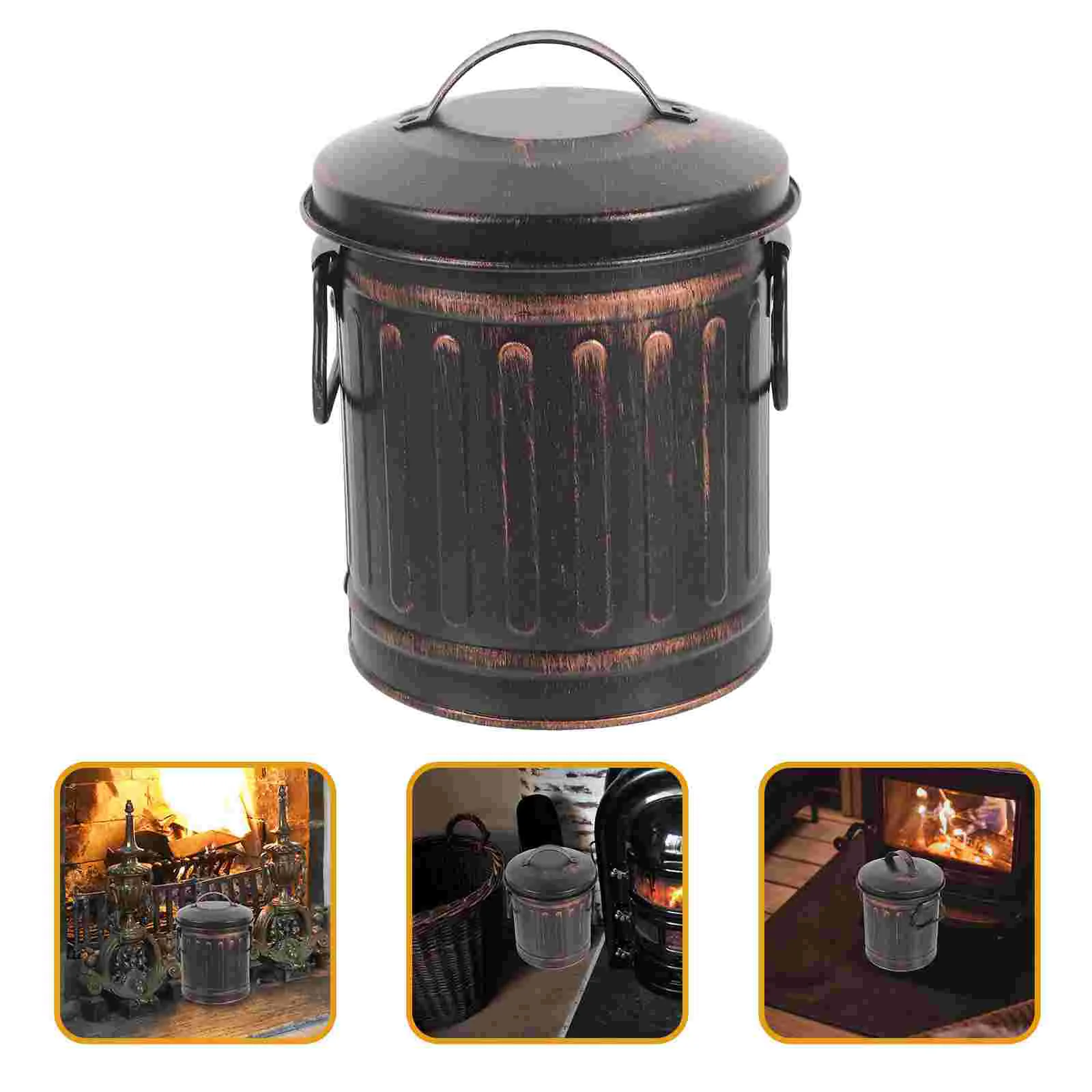 

Fireplace Ash Bucket Charcoal Barrel Outdoor BBQ Charcoal Holder Metal Garden Incinerator
