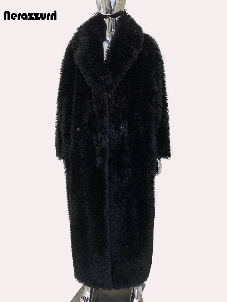 Nerazzurri осень зима оверсайз длинный толстый теплый мягкий волосатый пушистый шуба