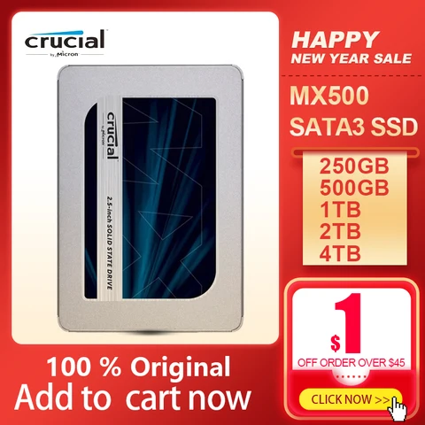 SSD-накопитель Crucial MX500, 250 ГБ, 500 Гб, 1000 ГБ, 2000 Гб, 4000 Гб 3D NAND SATA3, 2,5 дюйма, Внутренний твердотельный накопитель, 5 лет гарантии