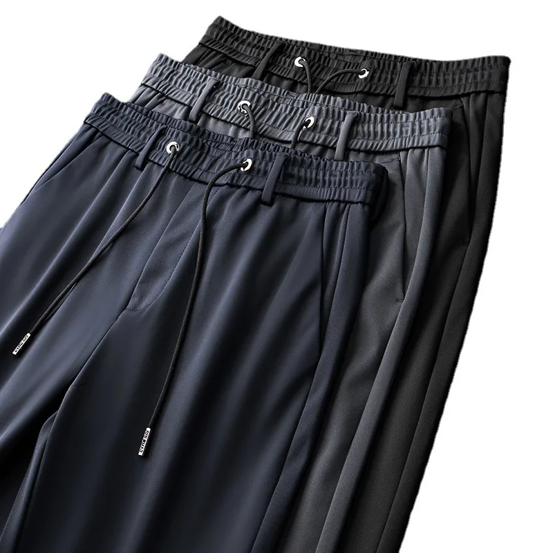 Men's Breathable Sport Casual Pants Ice Silk Thin Sports Running Pants Men's Elastic Straight Joggers Elasticity Trousers