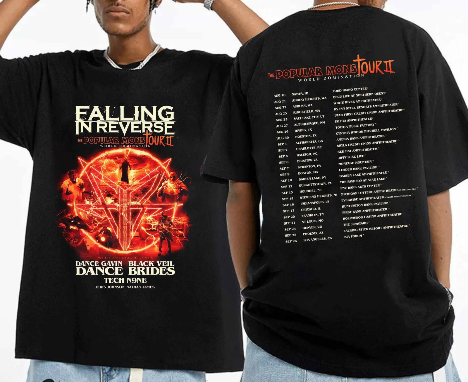 NEW Falling In Reverse The Popular Monstour II Tour 2024 Shirt AC2368