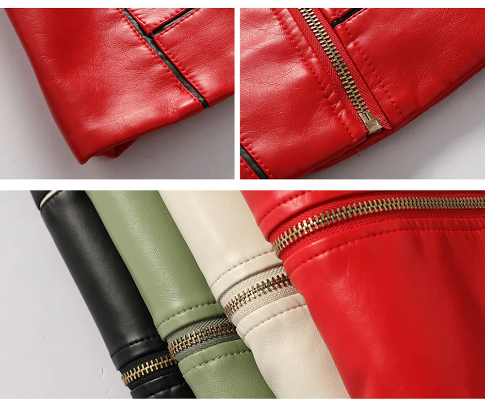 Kenntrice Women's Biker Jacket 2022 Spring Autumn Oversize Coat Thin Slim Fit Stylish Lady Comfort Wear PU Faux Leather Overcoat