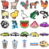popular style cartoon animal croc shoe charms colorful sports car shoes decorations drinks bracelet accessories lovely poultry
