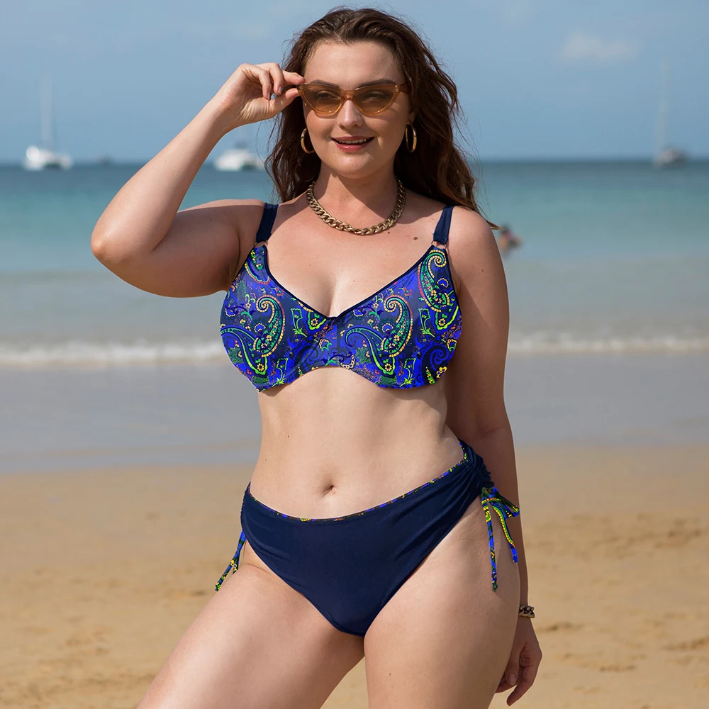 

Swimsuits woman Plus Size for Large Bathing Suits High Waist Push Up Bikini Set Sexy Separate Stylish купальники 2023 женски