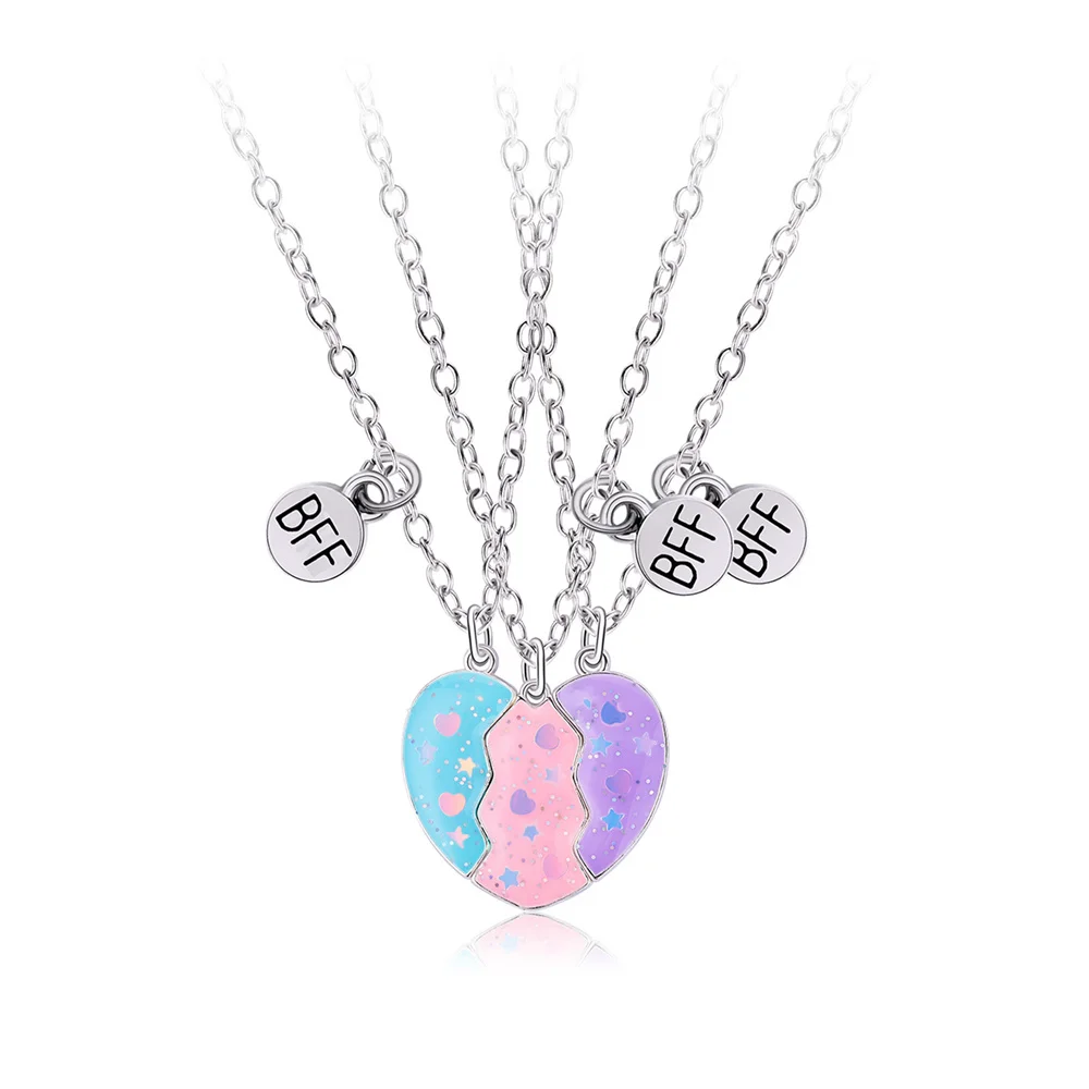 

Lovely Star Heart Magnet Necklace for Kids Girls Korean Fashion Broken Heart Clavicle Chain BFF Best Friends Jewelry Gifts 2023