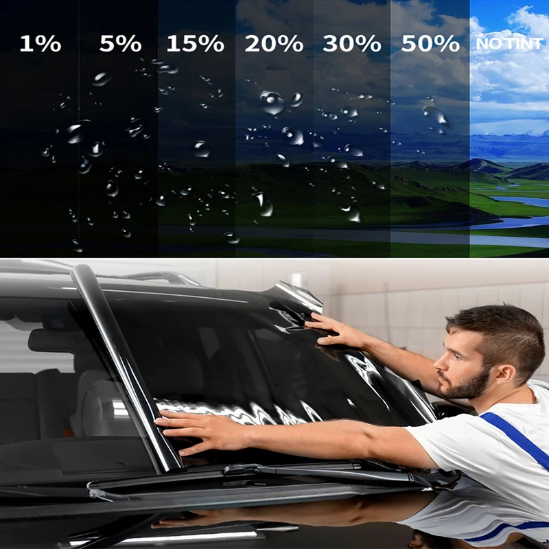 50X300cm dark car window self-adhesive film Summer sun protection and heat insulation film transparent and clearGood view