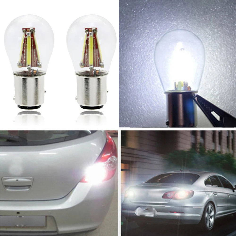 

1pc 4 LED Filament 1157 BAY15D 21/5W Auto Reverse Backup Tail Stop Brake Light White Car Tuning Lamp Universal Exterior Parts