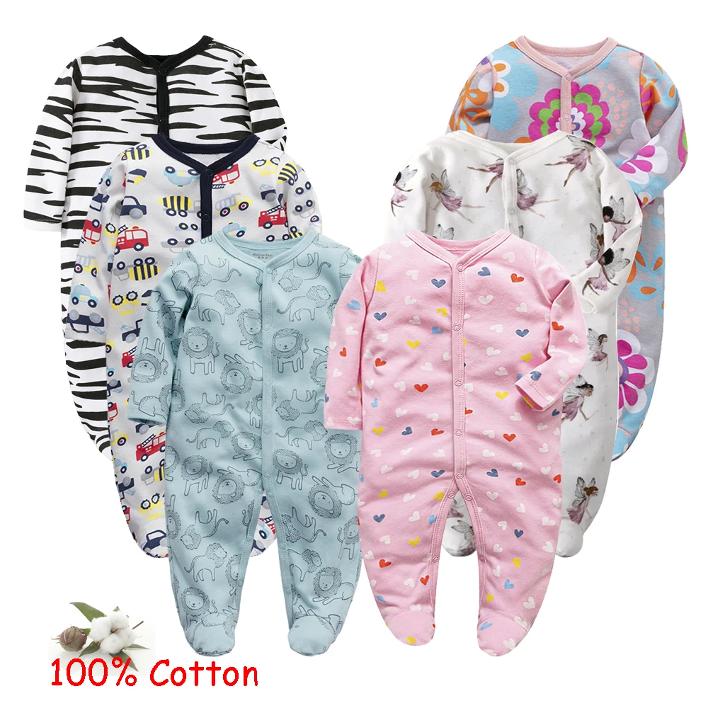 

Newborn Baby Rompers Cute Printed 100% Cotton Soft Jersey Sleeper Boys Overall Sleepsuit Girls Jumpsuit Jumper Grows Roupa Bebe