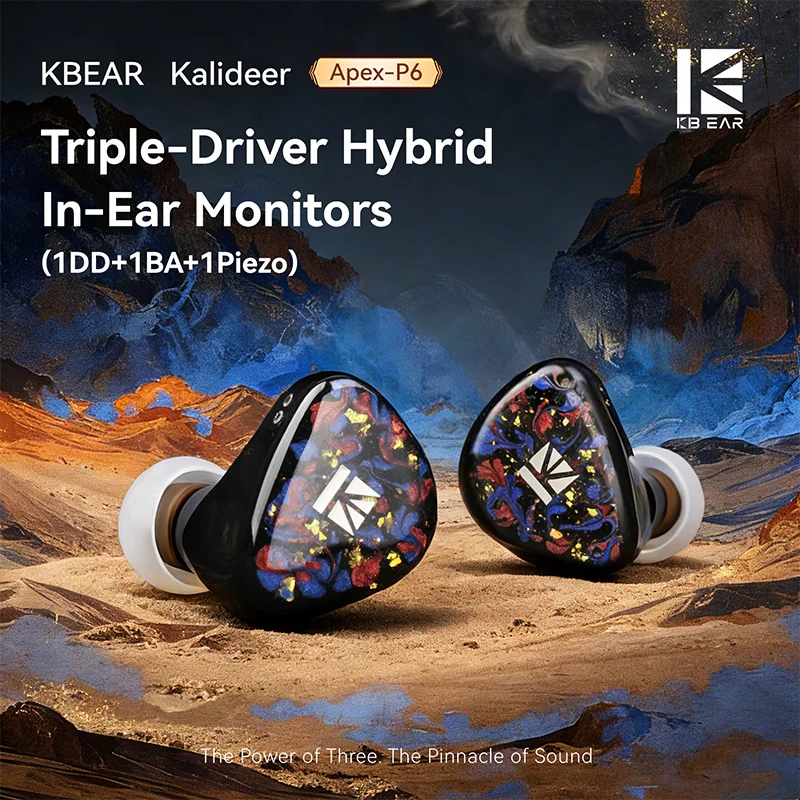 Фото KBEAR Kalideer Apex-P6 1DD+1BA+1Piezo Monitor IEMs — гибридные внутриканальные наушники с 3D-печатным корпусом из полимерной смолы, проводные Hi-Fi наушники №2