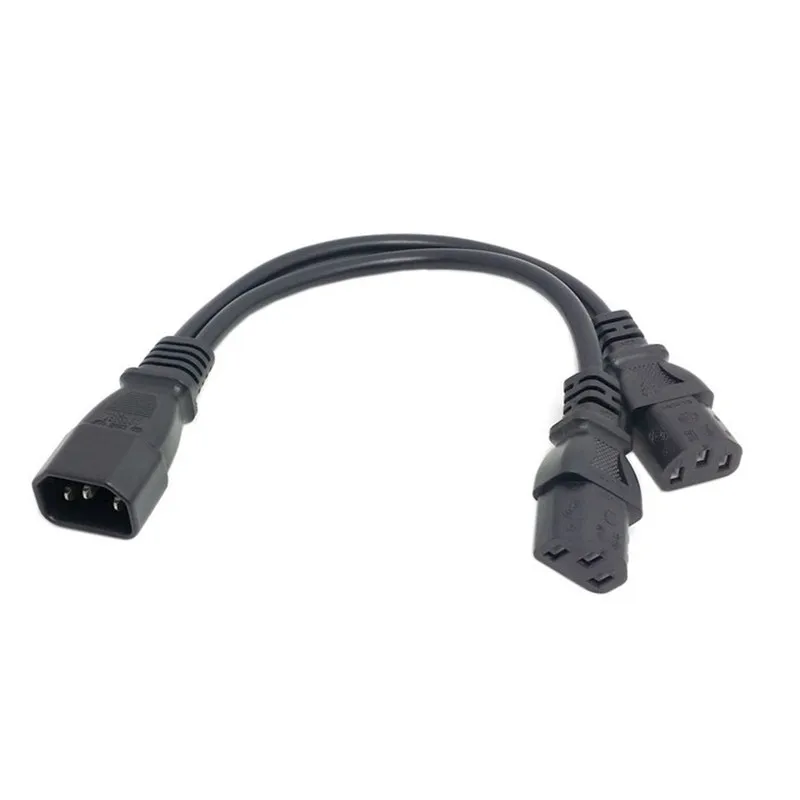 

Wholesale 1pcs Single C14 to Dual C13 5-13R Short Power Y Type Splitter Adapter Cable Cord 35cm