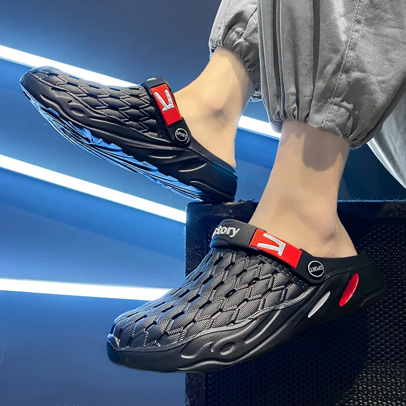 Мужские сандалии с дырками повседневные Нескользящие на толстой подошве