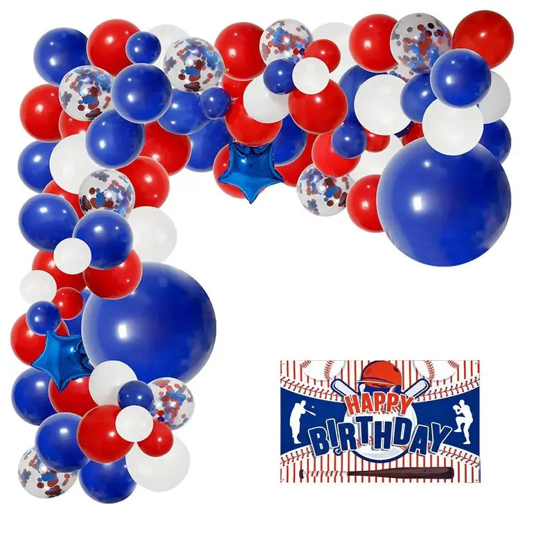 

Baseball Balloon Arch Baseball Sports Themed Birthday Party Supplies Red White Blue Balloons Arch Backdrop Banner Balloon Set