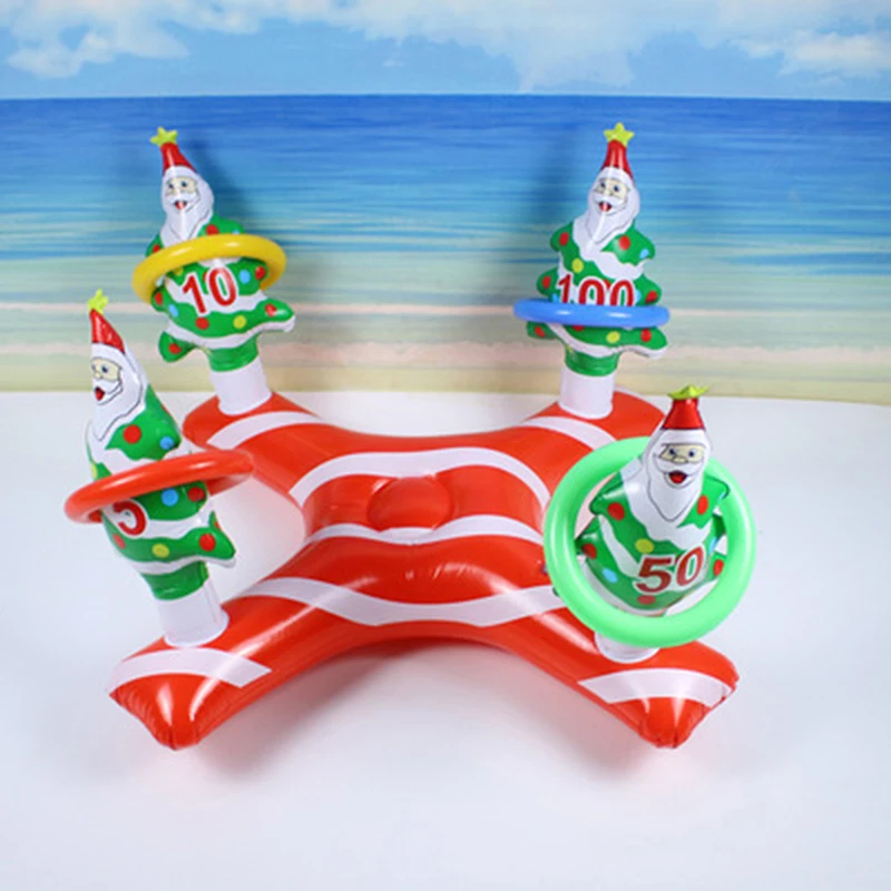

Inflatable Santa Claus Throwing Ring Swimming Pool Throwing Circle Game Children Family Party Game Beach Summer Water Fun Toys