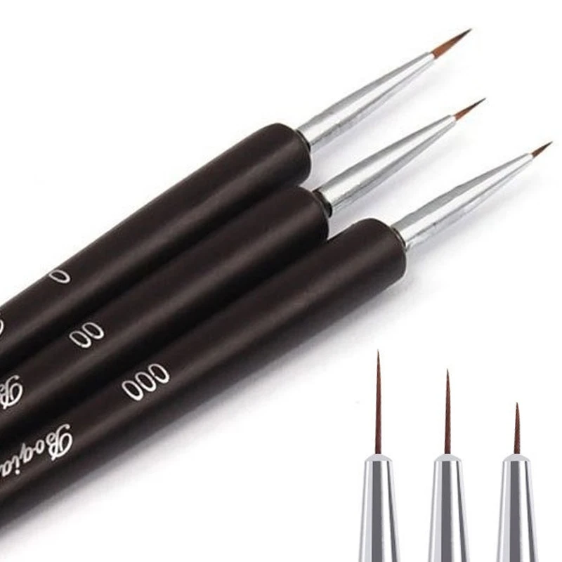 

3pcs/set Nail Brush Acrylic French Stripe Line Painting Drawing Flower Pen Gel UV Polish Acrylic Handle Manicure Tools