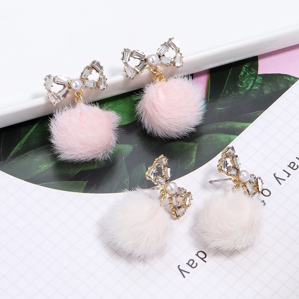 1 пара 21x10 мм серьги из сплава с жемчугом и бантом бархатный шар милые быстрое