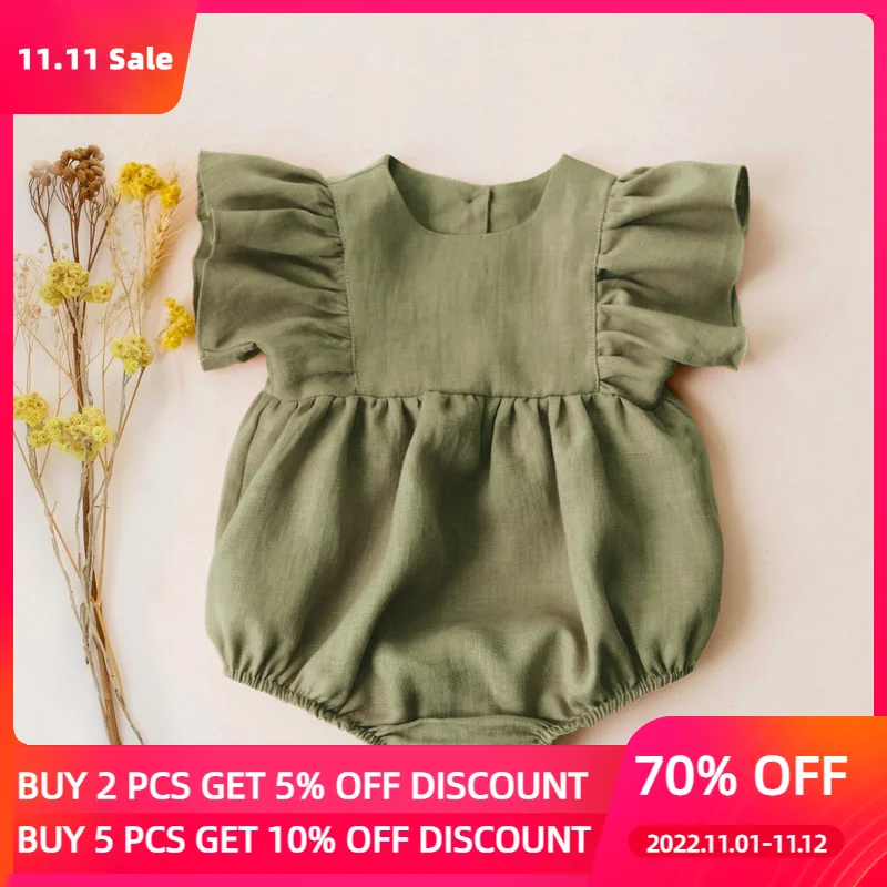 

Комбинезон для новорожденных девочек; Летний милый Модный хлопковый комбинезон с короткими рукавами для маленьких девочек; Одежда для мале...