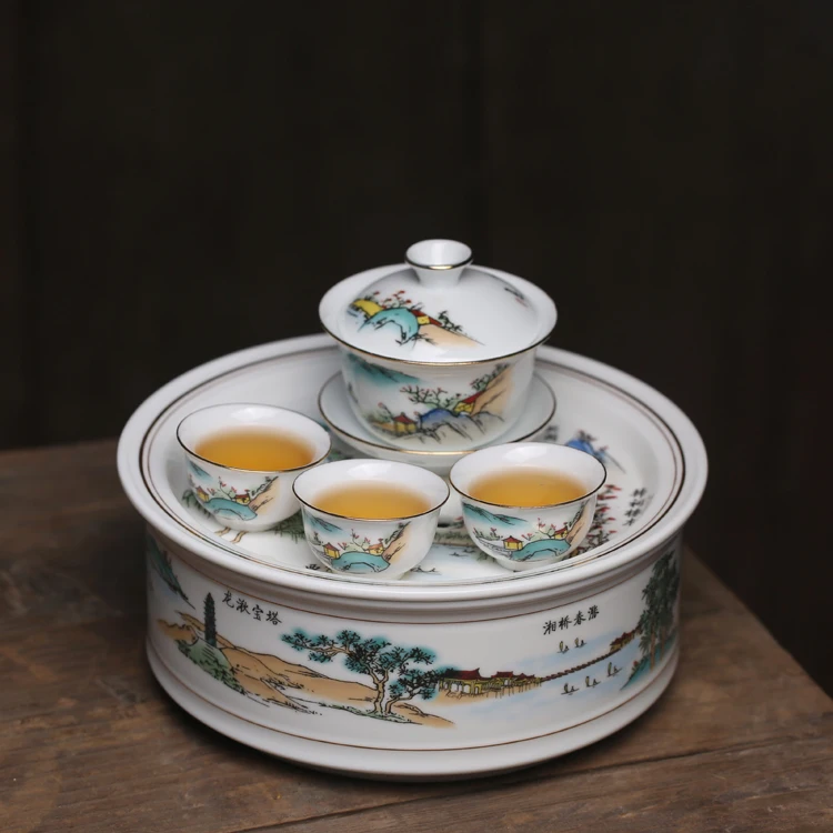 Чайный сервиз Chaocai Chaozhou Bajing Qiushan Подарочный чайный набор из мангров и Кунг-фу