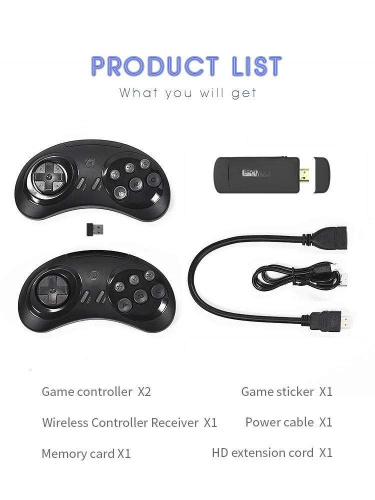Классическая ретро игровая консоль MD Sega, домашняя игровая консоль высокого разрешения HDMI, беспроводная двойная игровая консоль (art.: 3920d4231fb36) - 3920d4231fb36