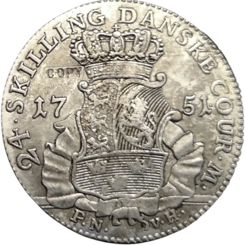 

Копия серебрянной монеты Дании 24 Skilling Dansk-Frederik V 1751 года