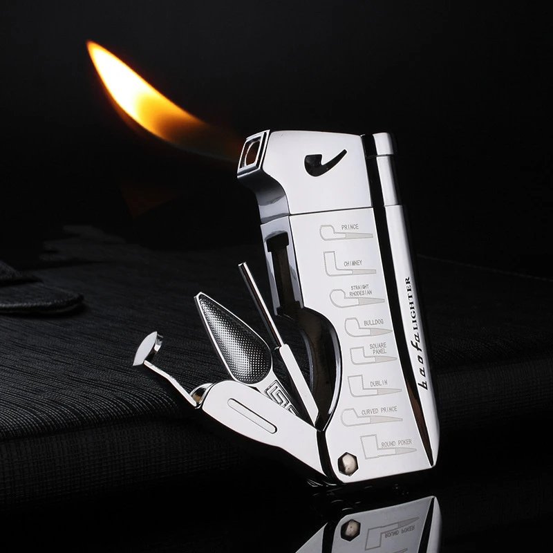 

2022 Oblique Fire Tobacco Pipe Lighter Creative Inflatble Gas Butane Lighter Smoking Ciggarettes Set Gadgets for Men Technology