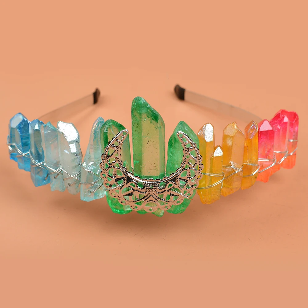 

Расческа для волос кристальная кварцевая корона тиара НЕОБРАБОТАННАЯ повязка на голову Pangen украшения для волос Battette Русалка Свадебные акс...