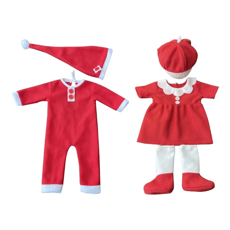 

Christmas Newborn Photography Costume Suit Red Costumes Outfits Jumpsuit Hat