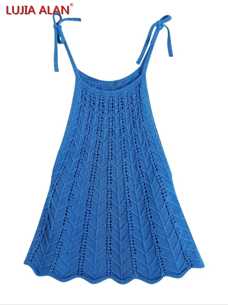 

Women Hollowed Out Knitting Sling Tops Summer Hot Sale Female Loose Camisole LUJIA ALAN T1599