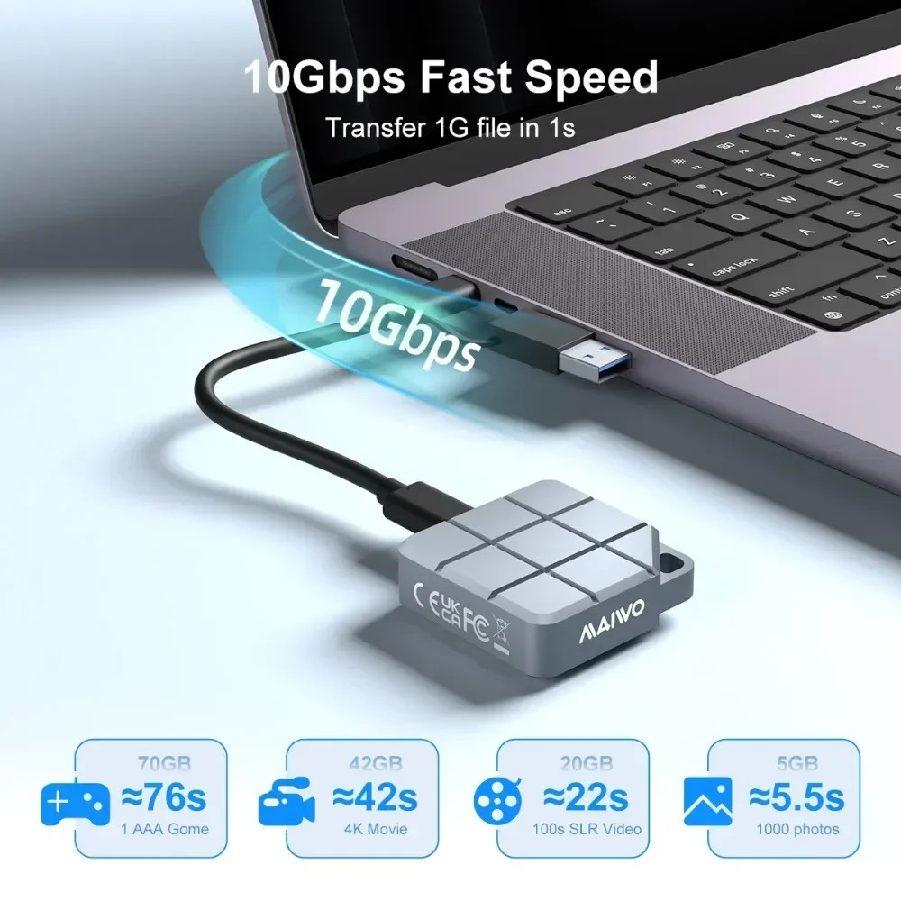 Фото MAIWO 10 Гбит/с M.2 2242 2230 NVMe SATA SSD Корпус Type-C USB C Gen2 to NGFF NVMe PCI-E SSD коробка для iPhone 15 Pro MacBook №2