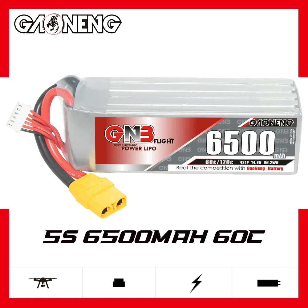 Аккумулятор GAONENG GNB 6500 мА · ч 5S 60C 120C 18 5 в XT90 LiPo размер от 700 мм до 800 вертолет
