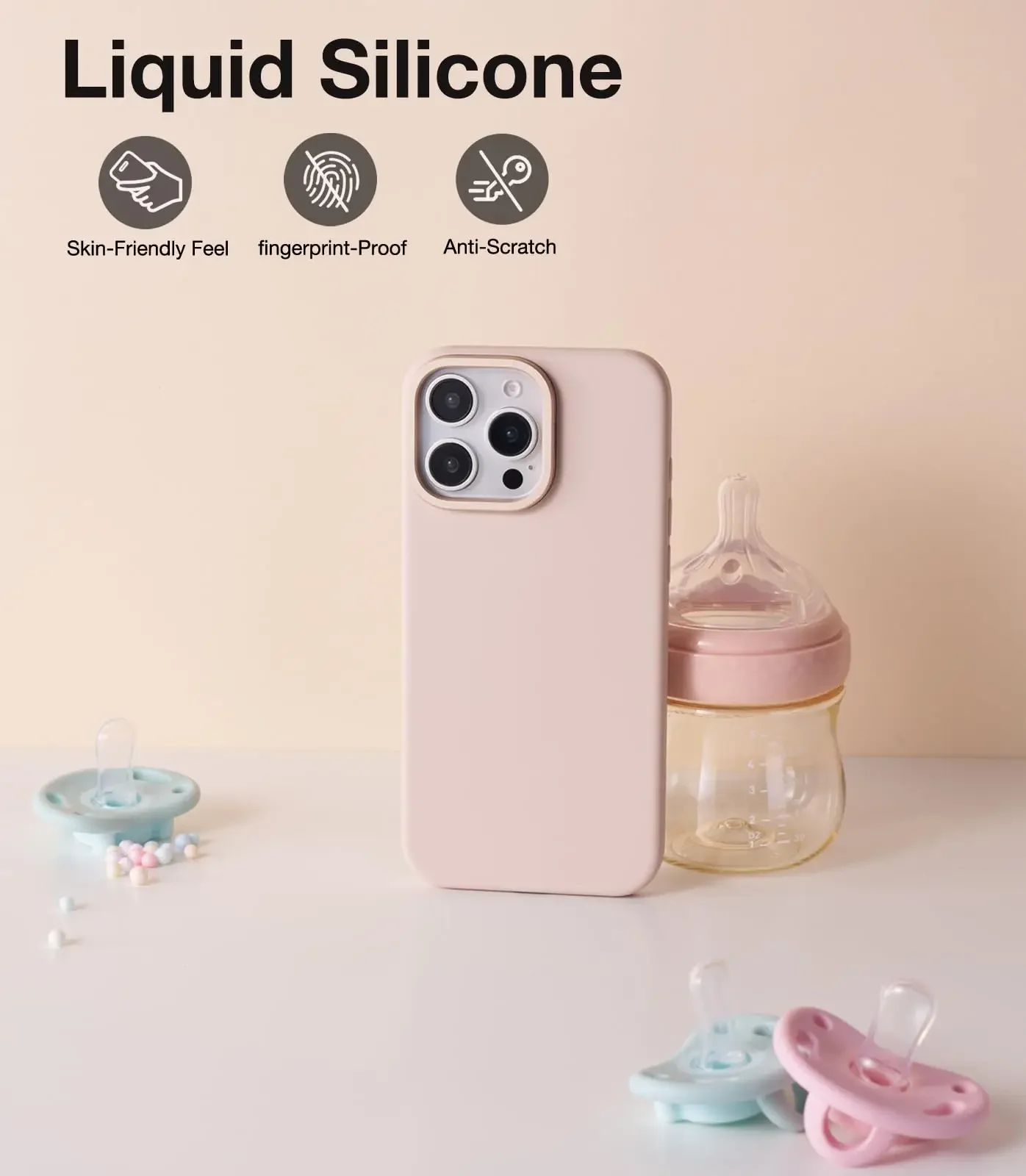 TORRAS D1 Чехол-подставка из жидкого силиконового геля для iPhone 16 15 Pro Max совместимый с