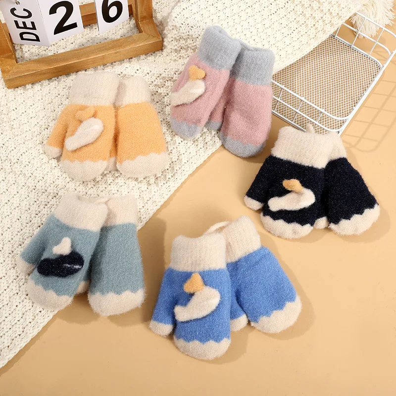 

Детские перчатки, осенние и зимние шерстяные утолщенные теплые перчатки, Симпатичные Женские Оптовые подвесные шейные перчатки