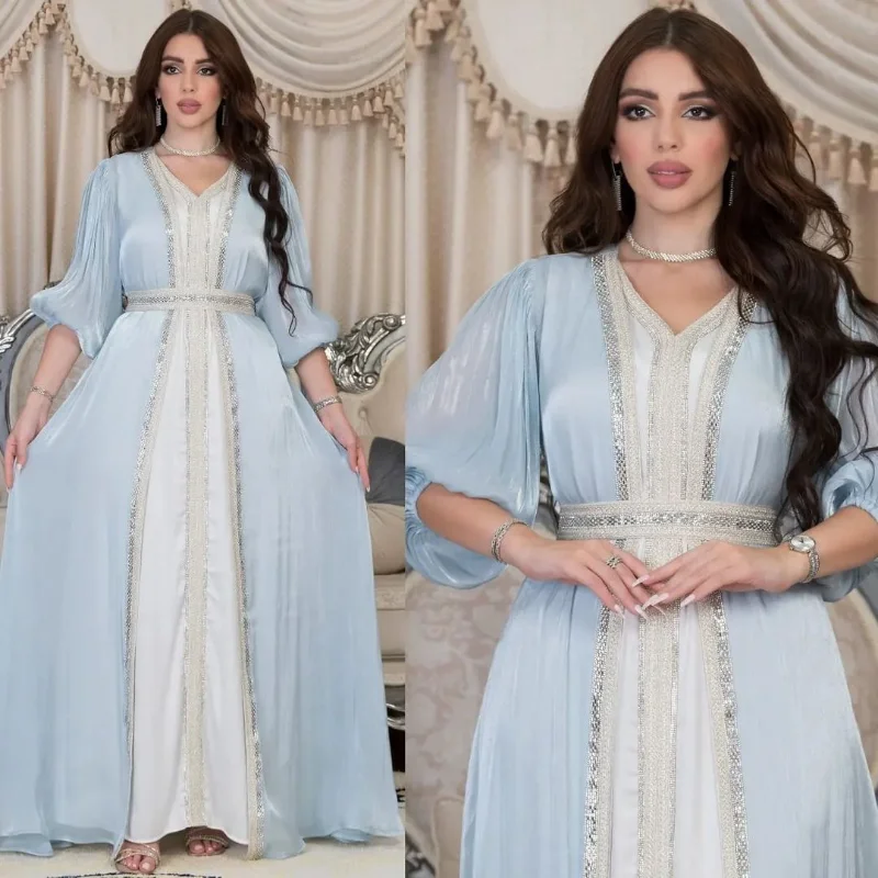 3 Pieces Set Muslim Abaya formal Dress for Women Ramadan Elegant Femme Jalabiya Robe Eid Moroccan Kaftan Islamic Turkey Clothes