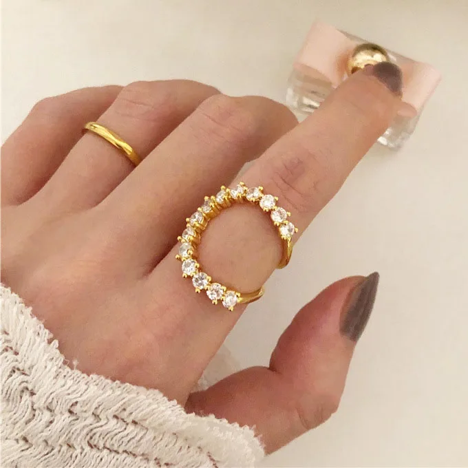 

Luxury Brand Design Gold Finger Ring For Women Special Irregular Geometric Zircon Rings Girls Fashion Jewelry Party Gifts