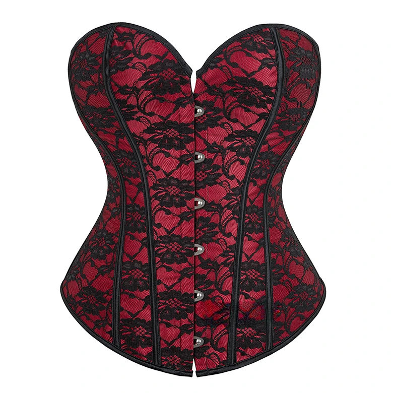 

12 Plastic Bones Bustier Corset Dark Red Color Wedding Dress Corset for Spring and Autumn Back Drawstring Chest Support Gorset