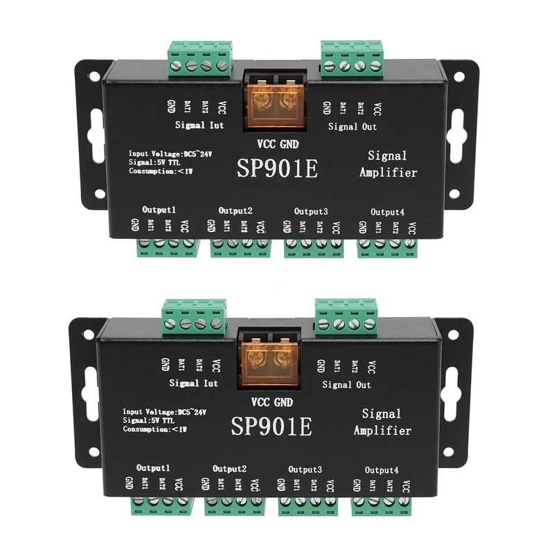 

2X SP901E LED Pixel WS2812B WS2811 SPI Signal Amplifier Repeater For WS2813 SK6812 WS2815 WS2801 SK9822 Etc All The RGB