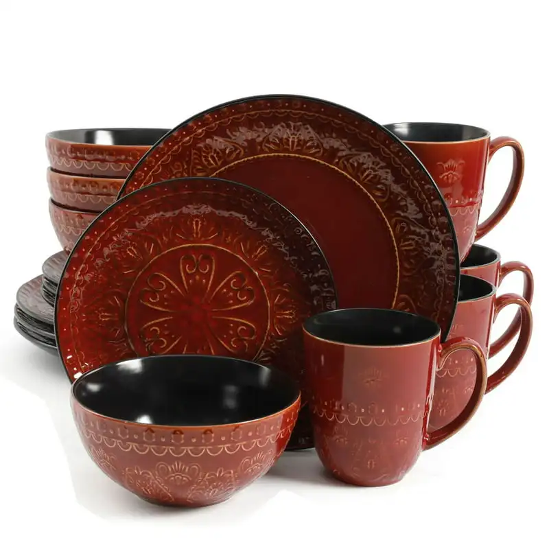 

Milanto 16 Piece Stoneware Dinnerware Set in Red