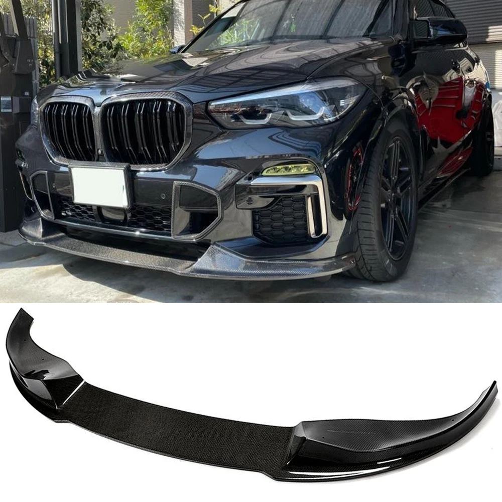 Фото Передний бампер из углеродного волокна, разветвители, спойлер для BMW X5 G05 M Sport 2019 2020, передний бампер из углеродного волокна, защита спойлера №2