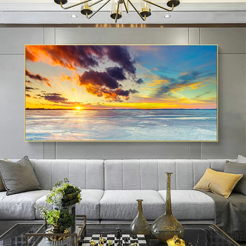 Природный пейзаж HD картины на холсте настенное Искусство волны закат морской