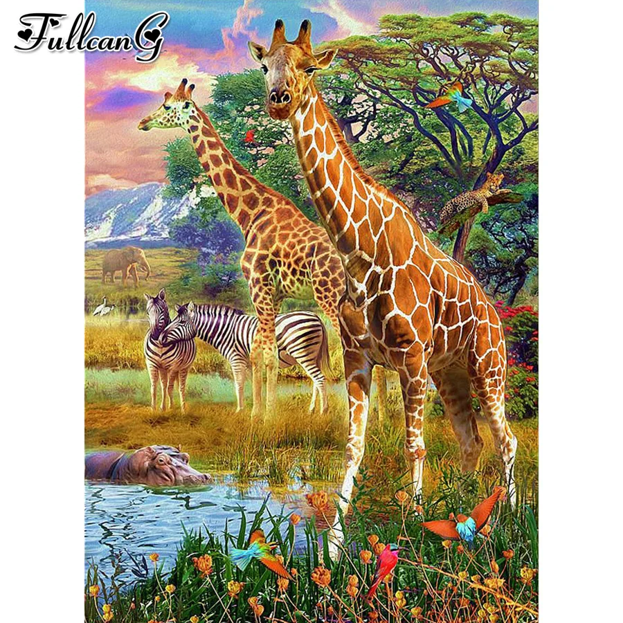 

Mosaic Embroidery giraffe zebra 5D Diy Full Diamond Painting Cross Stitch Pictures animal Handmade Wall Decoration AA3254