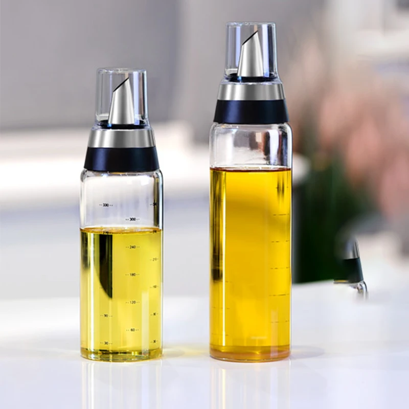 

350-500ML Oil Bottle No Drip Glass Oil Pourer Kitchen Vinegar and Sauce Container Measuring Spout Bottle